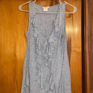 Sweet Romeo Heather Gray Ruffled Tank Top